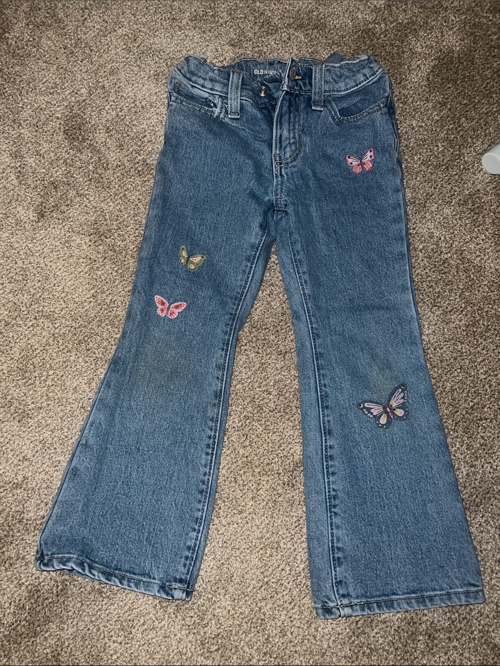 Old Navy Blue Girls' Jeans with Colorful Butterfly Embroidery